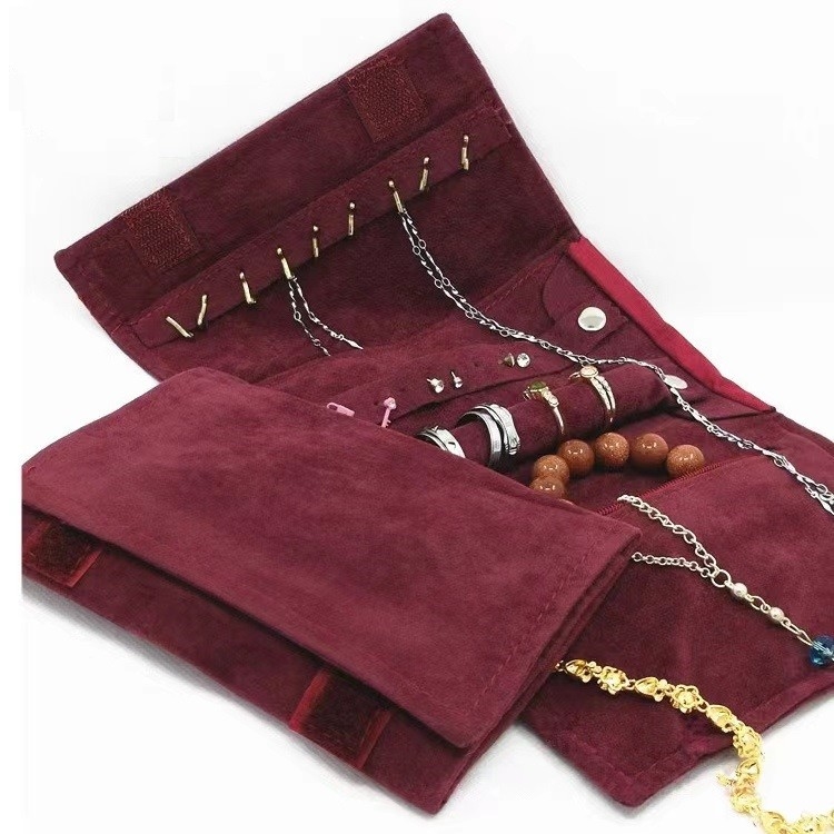 رول سازمان‌دهنده جواهرات مسافرتی PU سایز سفارشی 8.1&quot;*0.8&quot;*5.9&quot;